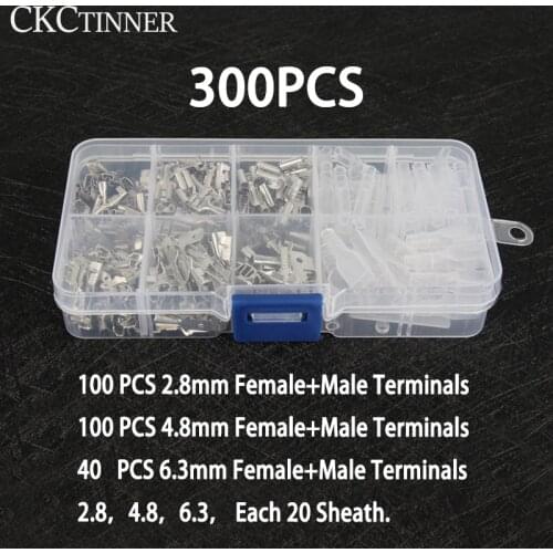 300PCS 2.8/4.8/6.3mm Crimp Terminals Insulated Seal Electrical Wire Connectors Crimp Terminal Connector Assortment Kit
