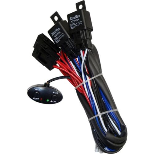 Car light Wiring Harness Kit 30A Fuse 40A Relay 12V/24V LED Fog Light Spotlight Headlight Led work light bar On/Off Switch set