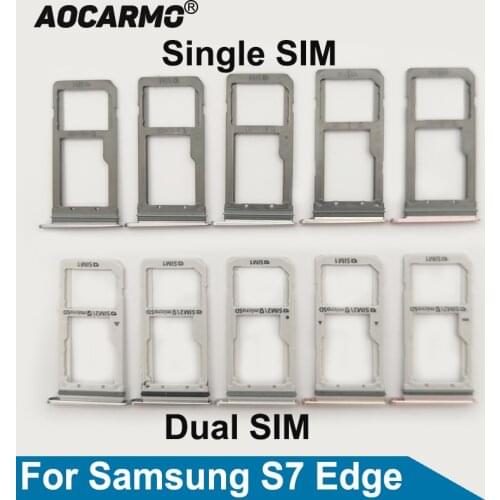 Aocarmo Single/Dual Metal Plastic Nano Sim Card Tray Slot Holder For Samsung Galaxy S7 Edge GM-G935