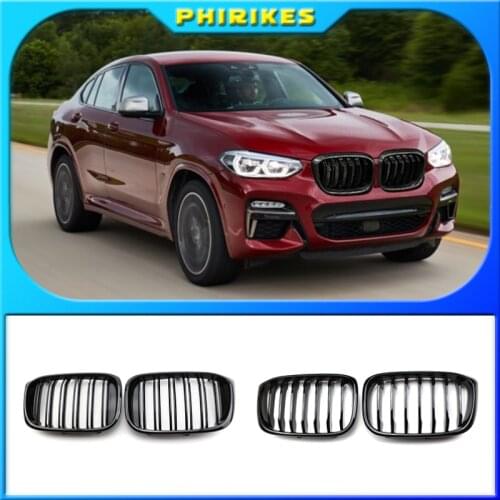 Car Gloss Black Front Hood Kidney Grille Grill For-BMW X3 X4 G01 G02 2018-2020