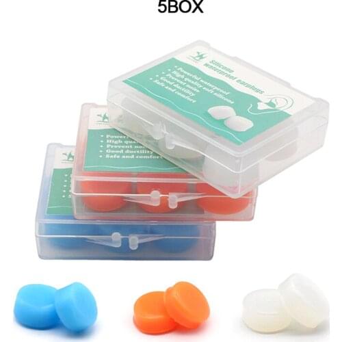 30pcs=5Box Anti-noise Earplugs Silicone Soft Waterproof Ear Plugs Noise Reduction Swimming Travel Sleep Learn Soundproof Quiet
