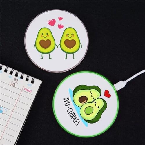 JAMULAR Cute Cartoon Avocado10W Fast Charger Wireless Charger Pad for Iphone 11 X 8plus Samsung S8 Note8 for Huawei for XIAOMI10