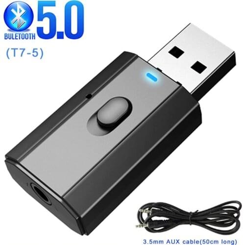 Bluetooth 5.0 Adapter USB Wireless Bluetooth Transmitter Receiver Music Audio for PC TV Car Hands-free 3.5mm AUX Adaptador