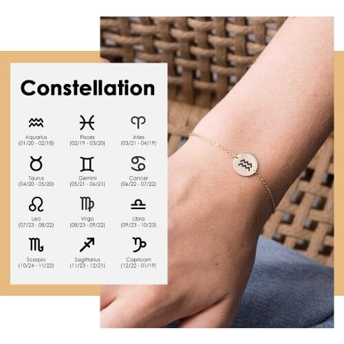 Visunion Stainless Steel Bracelet Fashion Romantic Engraving Constellations Design for Women Girls Jewelry Bracelet Gift New