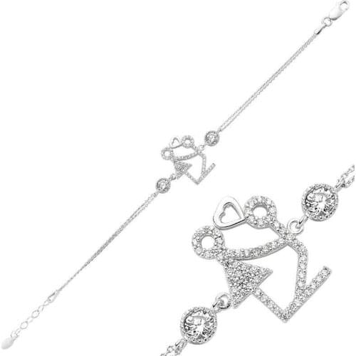 Sterling silver Heart Garbage Man Lady Bracelet