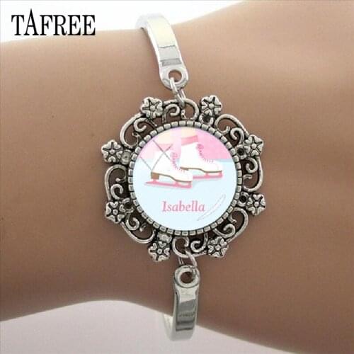 TAFREE Ladies Glass Dome Bangles Winter Dance Skating Isabella Bracelet Lace Bracelet For Women gift jewelry ST45