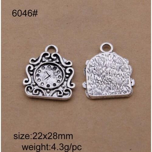 Alloy Clock Charms Antique Silver Plated Pendant Bracelets Necklace Jewelry Making Accessories DIY 22x28mm