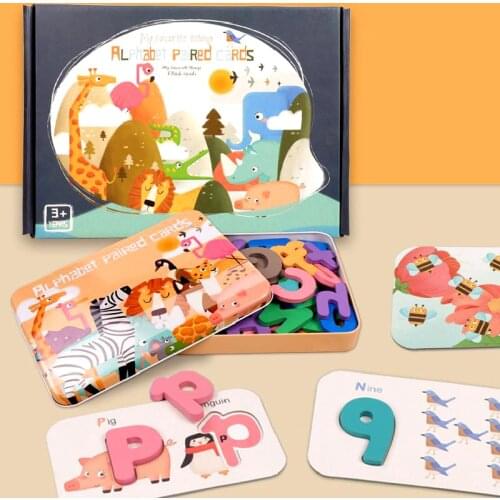 Wooden Montessori Alphabet Paired Cards Educational Toy Preschool Number Letter Learning Logical Thinking Training Teaching Aids