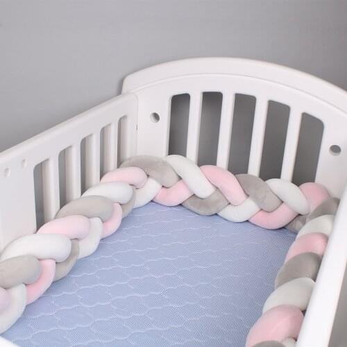 Baby Crib Bumper Knotted Braided Bumper Handmade Soft Knot Pad Cushion Nursery Cradle Decor Newborn Gift Crib Protector Cotton