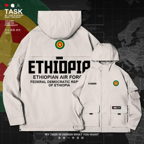 Ethiopia Ethiopian Horn of Africa ETH men jacket hooded air force logo army fan casual clothing windbreaker top autumn clothes