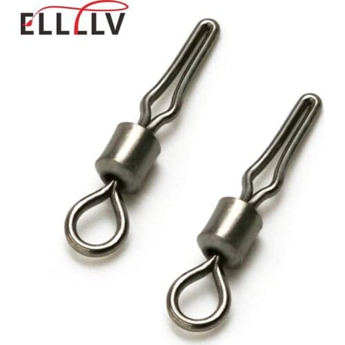Elllv 100pcs Swivel With Side Line Clip Fishing Line & Hook Connector Rotating Saltwater Fishing Accessories Size 2 4 6 7 8 10