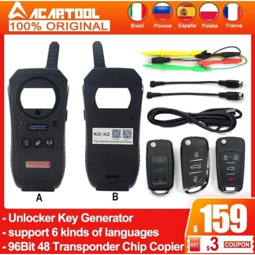 No Token KEYDIY KD-X2 Remote Maker Unlocker kd x2 Generator-Transponder Cloning Device with 96bit 48 Transponder Copy Function
