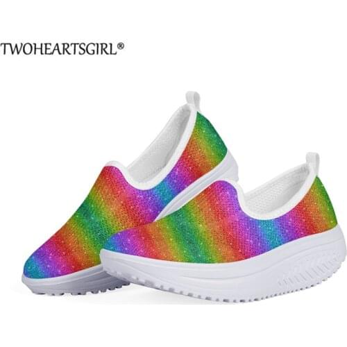 Summer Mesh Shoes Rainbow Color Height Increasing Sneakers Stylish Fitness Wedge Slimming Shoe Swing Sneaker for Ladies Female