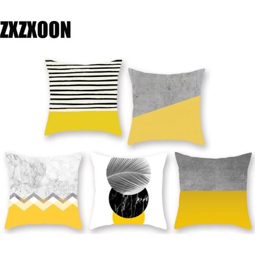 Polyester Yellow Geometric Cushion Covers Diamond Square Pillow Cases Striped Pillow Covers Bedroom Sofa Soft Throw Pillows