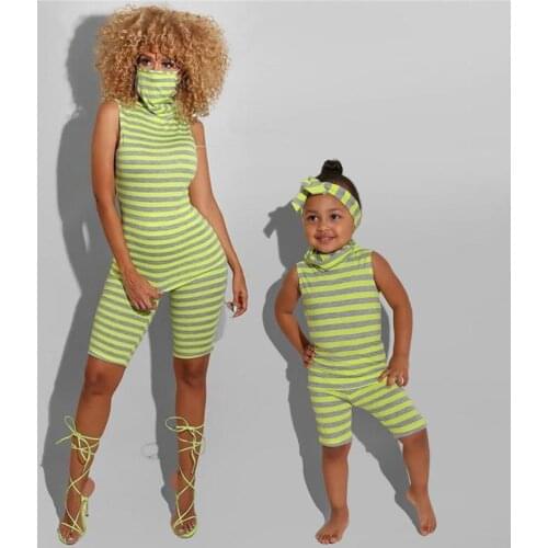 Summer Striped Sleeveless Jumpsuit 2022 Mum and Daughter Clothes Mom and Daughter Dress Romper Mommy and Me Outfits Family
