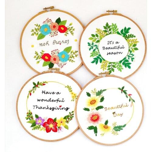 Flowers Botanic Pattern Cotton Cloth Embroidery Kit DIY Needlework Cross Stitch Set Handmade Sewing Supplies Art Home Decoration