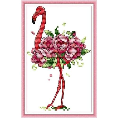 Beautiful flamingo cross stitch kit aida 14ct 11ct count print canvas cross stitches needlework embroidery DIY handmade