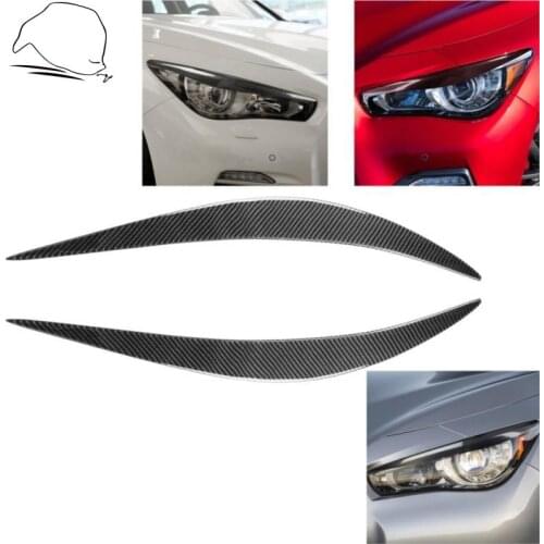For Infiniti Q50 2014-2020 Carbon Fiber Headlights Eyebrows Eyelids Cover Eyelash Headlamp Stickers Tuning Car Accessories