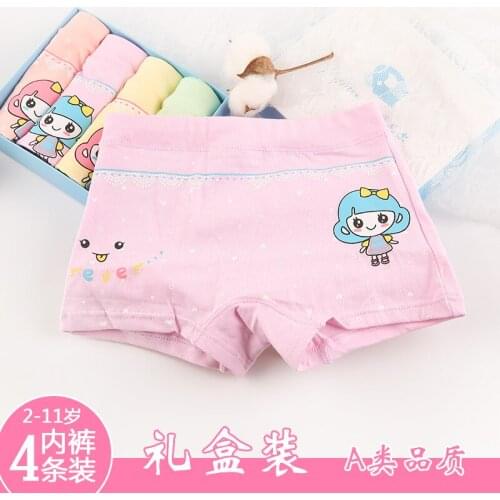 Middle and small children pure girls underwear cartoon boxer students boyshort cotton childrens shorts Korean version of the un