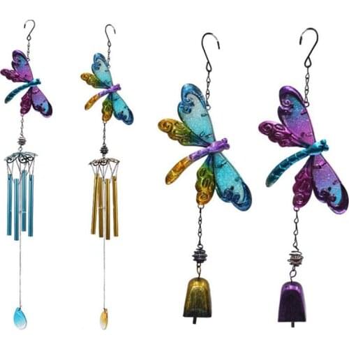 New Style Metal Dragonfly Pendant Wind Chimes Living Room Bedroom Hanging Windchime Tube Ornaments Home Decor