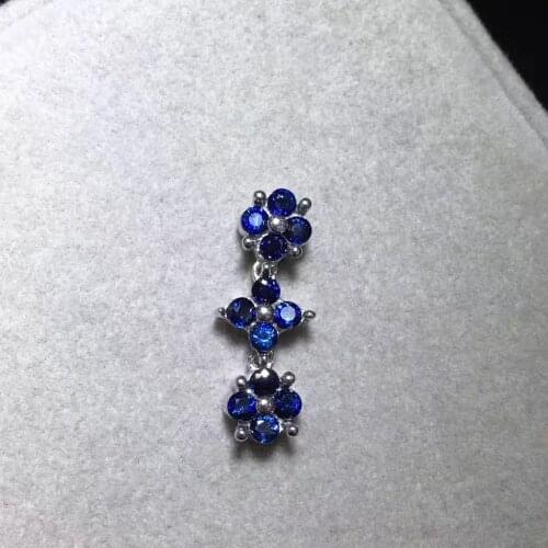 Natural sapphire Pendant natural gemstone pendant necklace 925 sterling silver two wears romantic heart long girl gift jewelery