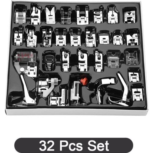 32 Pcs/Set Sewing Machines Presser Feet for Brother Singer Janome Sewing Accessories Cording Braiding Grooves Pintuck Foot Kit