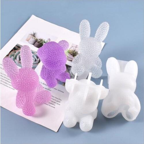 Transparent Silicone Mould Dried Flower Resin Decorative Craft DIY Diamond 3D rabbit Mold epoxy resin molds for jewelry