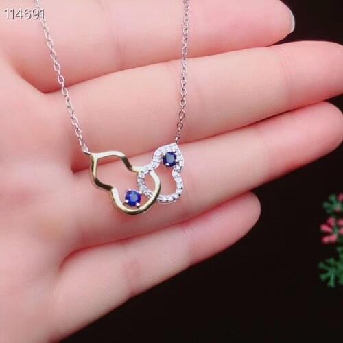 Luxury Sapphire Pendant 925 Sterling Silver Fine Jewelry Sapphire Necklace