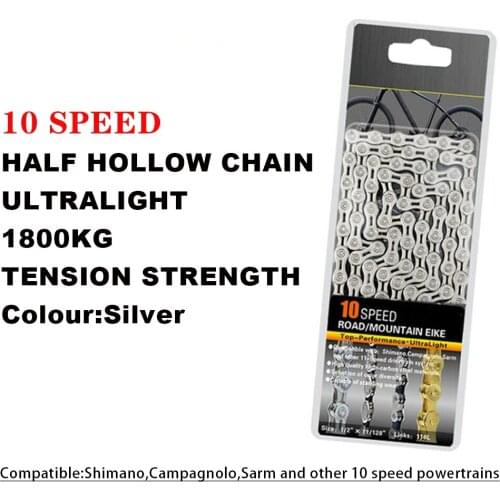 9/10 Speed Bicycle Chain Half/Full Hollow Chain Ultra-light 116 Links Wear-resisting Chain Moutain Road Bike Cycling Accessories