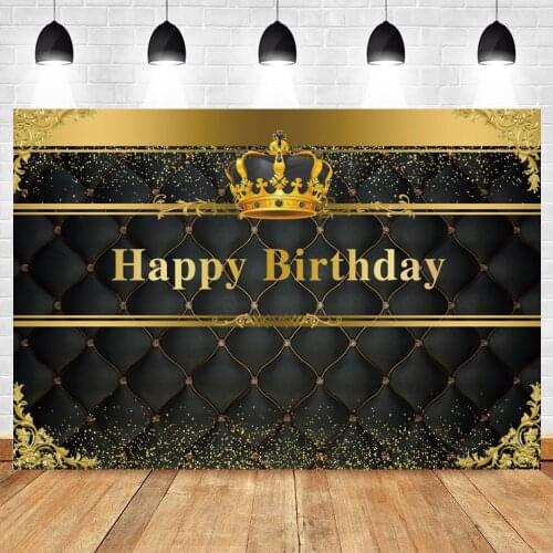 Golden Crown Black Headboard Baby Birthday Party Photography Backdrop Vinyl Photographic Background For Photo Studio Photozone