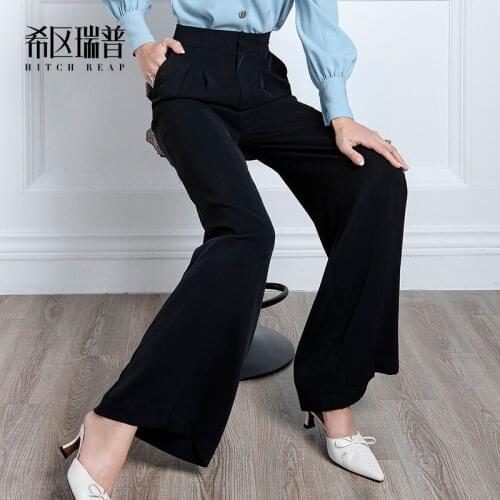 High End Suit Pants Autumn 2021 New Womens High Waist Professional Dress Black Drape Feeling Wide Leg Pants