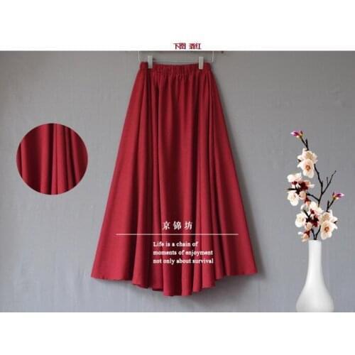 Female cotton skirts in the spring long section of the Spring and Autumn half-length linen skirt big skirt loose waist black ski