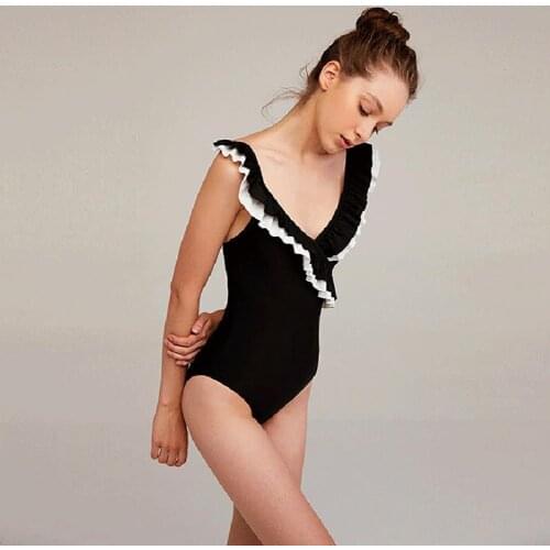 Womens swimsuits 2021 Sexy Swimwear Suit High Waist Lotus Leaf Low Collar Backless Deep V Bikini Swimsuit for Swimming Pool