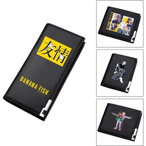 BANANA FISH Cartoon Print MEN Long Purse Anime Card Holder Pu Leather Short Wallet Gift Ash Lynx Money Bag Girls Change Pouch
