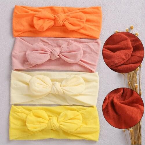 35 Colors Soft Nylon Bow Baby Headband for Girls Cute Headwear Solid Color Bowknot Elastic Hair Band Baby Hair Accessories