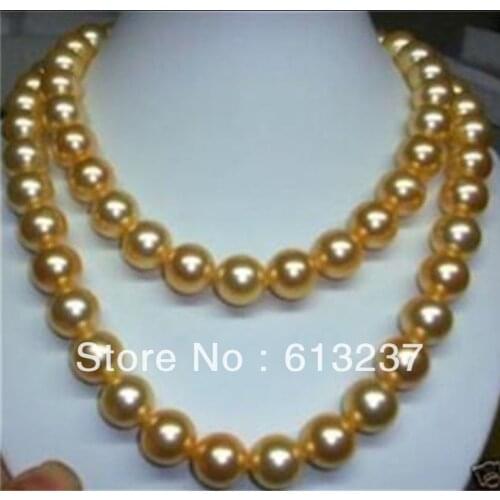 10mm golden-shell simulated-pearl round beads trendy necklace long chains wholesale price women elegant jewelry 36inch MY4531