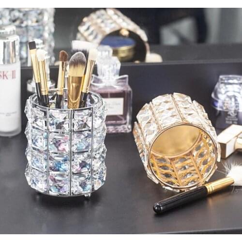 10PCS New Metal Makeup Brush Storage Tube Eyebrow Pencil Makeup Organizer Bead Crystal Jewelry Storage Box