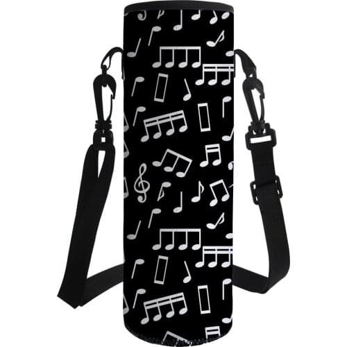 1000ML Insulated Musical Note Print Bottle Carrier Bag Water Bottle Covers Fancy Neoprene Bottle Sleeve Pouch Holder with Strap