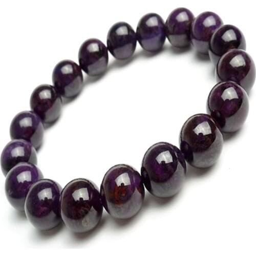 11mm South Africa Genuine Natural Sugilite Gems Stone Crystal Round Loose Beads Jewelry Stretch Charm Bracelet Femme