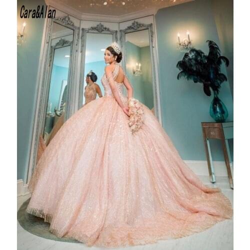 Shinny Sequined Ball Gown Quinceanera Dresses Beading Sweet 16 Dress Off the Shoulder vestidos de 15 años 2020
