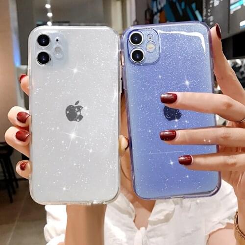 Glitter Bling Phone Case For iphone 12 Mini 11 Pro X XR XS Max 7 8 plus SE 2 Luxury Candy Color Clear Soft Silicone Case Cover