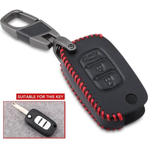 3 Buttons Leather Car Key Case Cover For Mercedes Benz Smart City Fortwo Forfour Roadster For Renault Twingo Clio