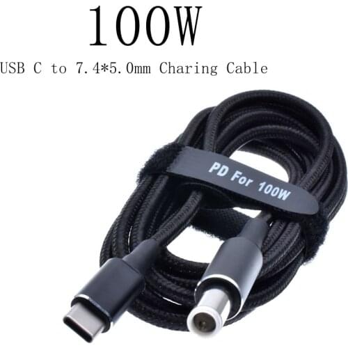 65W 90W Laptop Power Supply Adapter Charing Cable USB Type C to 7.4*5.0mm Plug Converter for Dell N4010 N4030 N4050 1400 D610