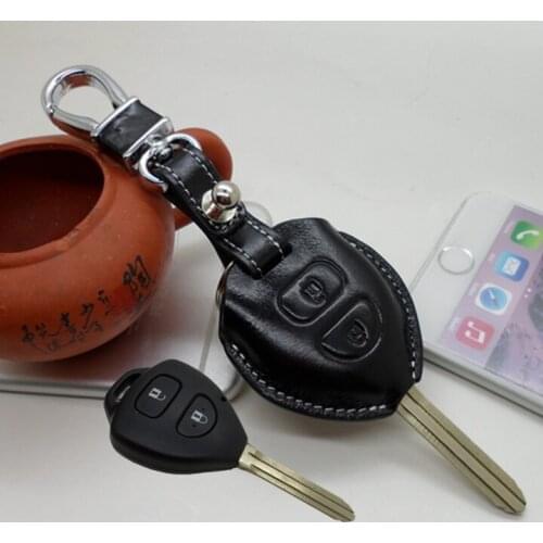 Genuine Leather Key Fob Cover Holder for Toyota Corolla Rav4 Yaris Land Cruiser Prado 2700 Key Case A Accessories