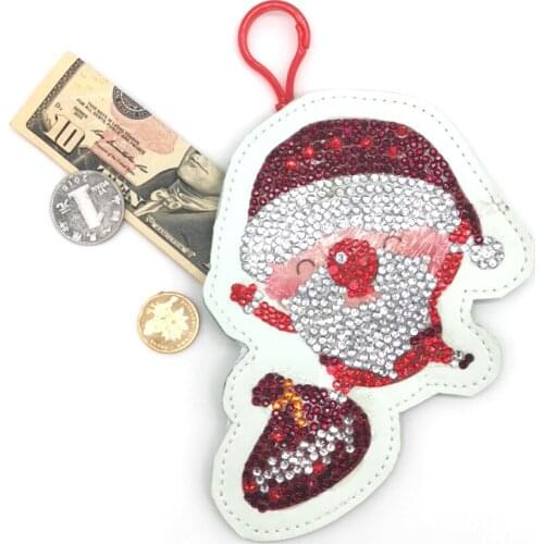 DIY Santa Claus Diamond Painting Special Shaped Girl Pattern Wallet Cross Stitch Coin Purse Durable For Children Bag Decoration