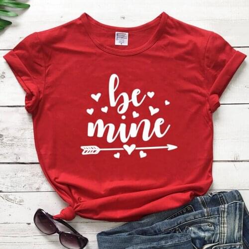 Be Mine Valentine T-shirt Cute Women Short Sleeve Graphic Grunge Tee Shirt Top Funny Unisex Valentines Day Gift Tshirt Outfit
