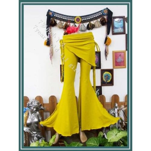 Lycra cotton tribal Belly dance flare Pants with skirt AC97