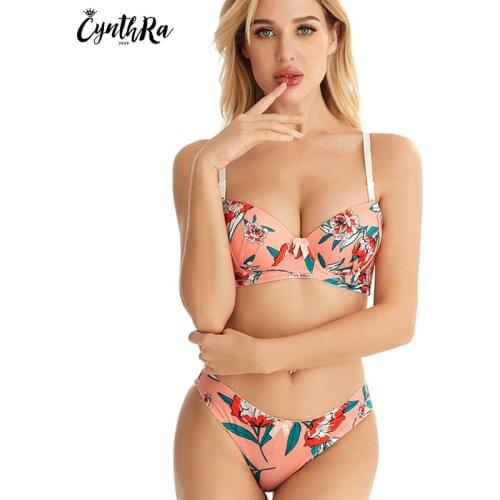CYNTHRA Bra Sets Ladies Sexy Half Cup Thin Breathable Seamless Gather Push Up Comfortable Beauty Back Underwear Lingerie Set