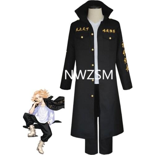 Anime Tokyo Revengers Sano Manjiro Cosplay Costume Unisex Tokyo Manji Gang Mikey Jacket Cloak Pants Halloween Party
