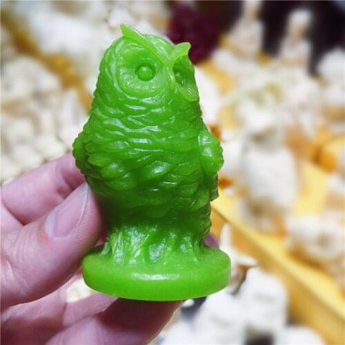 Beautiful Green Stone Cute Hand Made Carved Owl Fashion for Home Garden Ornaments Statue Christmas Art Crafts Landscape Gift